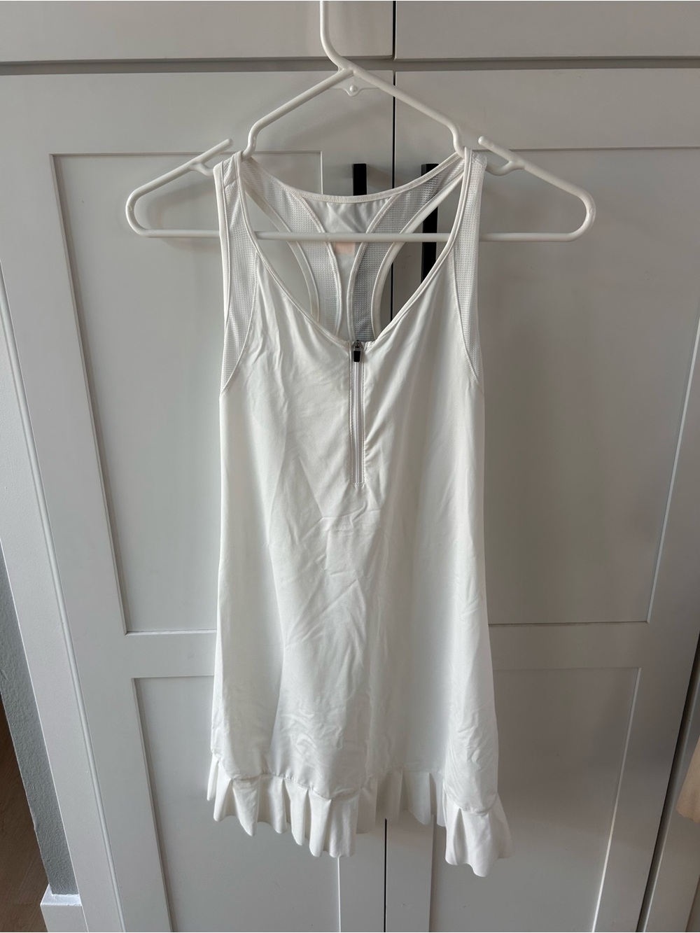 White Racerback Tennis/ Pickleball Dress with Front Zip